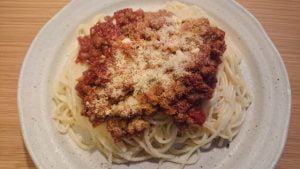 野郎飯流・洋食屋っぽい粗挽き肉のスパゲッティミートソース