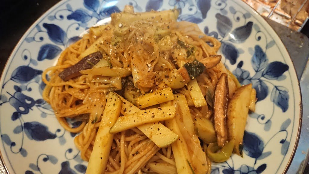 下仁田葱とキタアカリのカレースパゲッティ