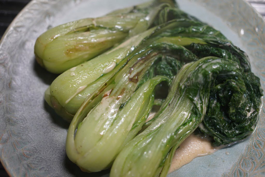 青梗菜の姿焼き煮醤油クリーム