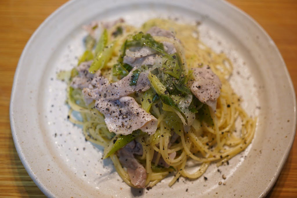 山ほどネギを食べる、葱と豚のスパゲッティ