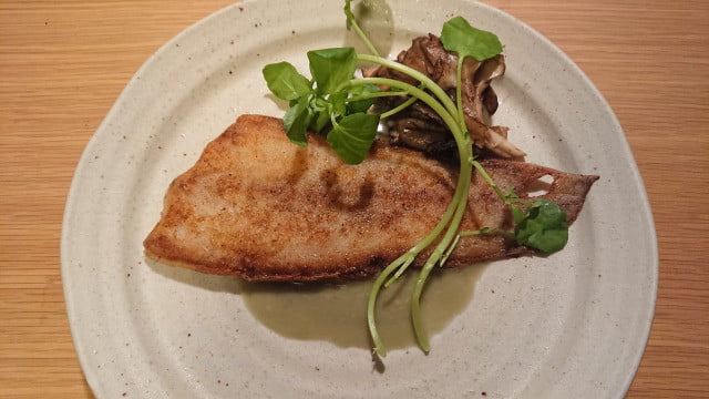 野郎飯流・舌平目ムニエル日本酒ロックフォールソース