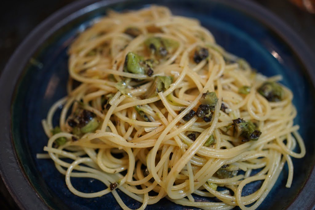 ふきのとうとニンニクのスパゲッティ