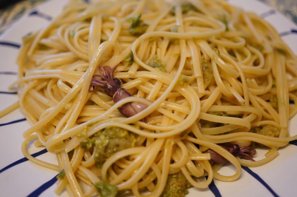 ホタルイカとふきのとうのオイルスパゲッティ
