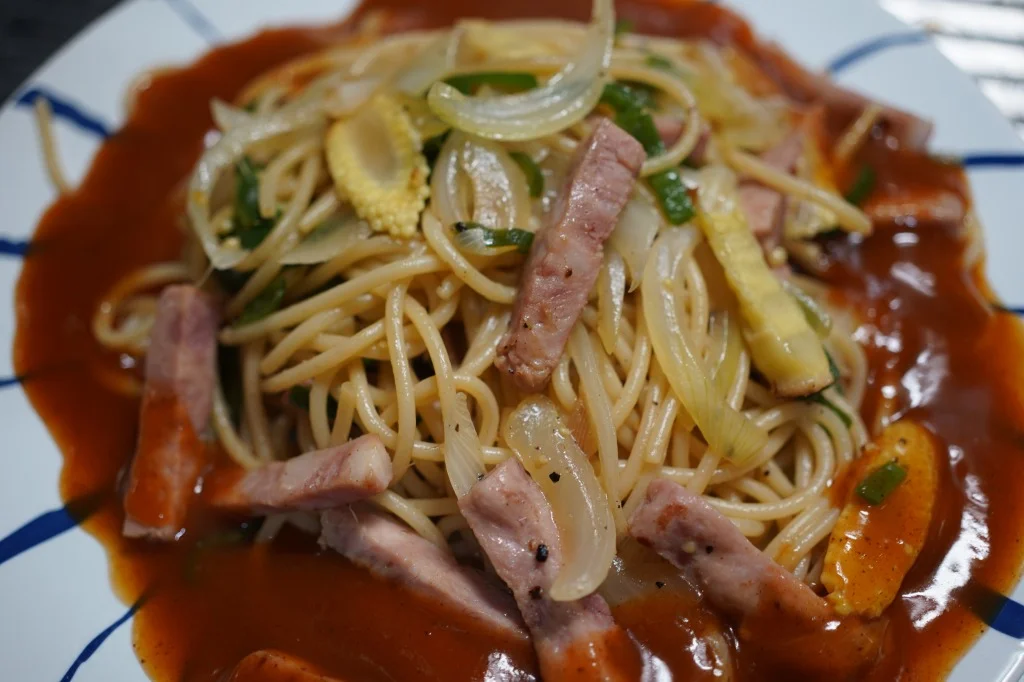 ヨコイのあんかけスパと明宝ハムで作るミラカン