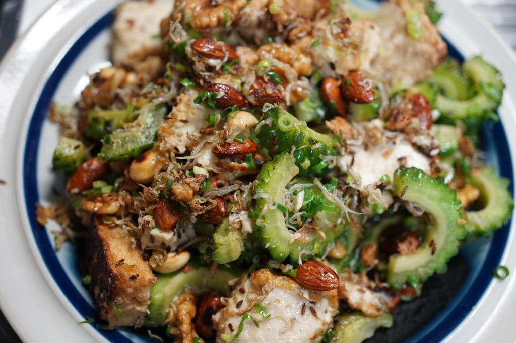 じゃことナッツ、厚揚げとゴーヤーのチャンプルー