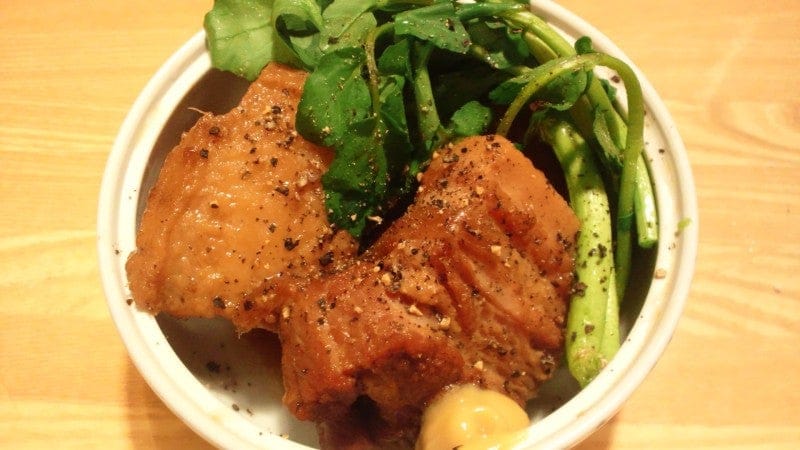 野郎飯流・クレソンと黒胡椒をあしらった豚の角煮（エコ的な）