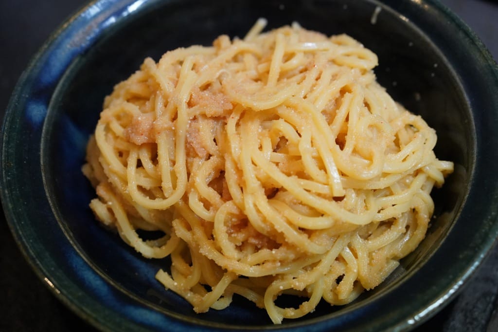 カラヒグ麺を使った辛子明太子スパゲッティ