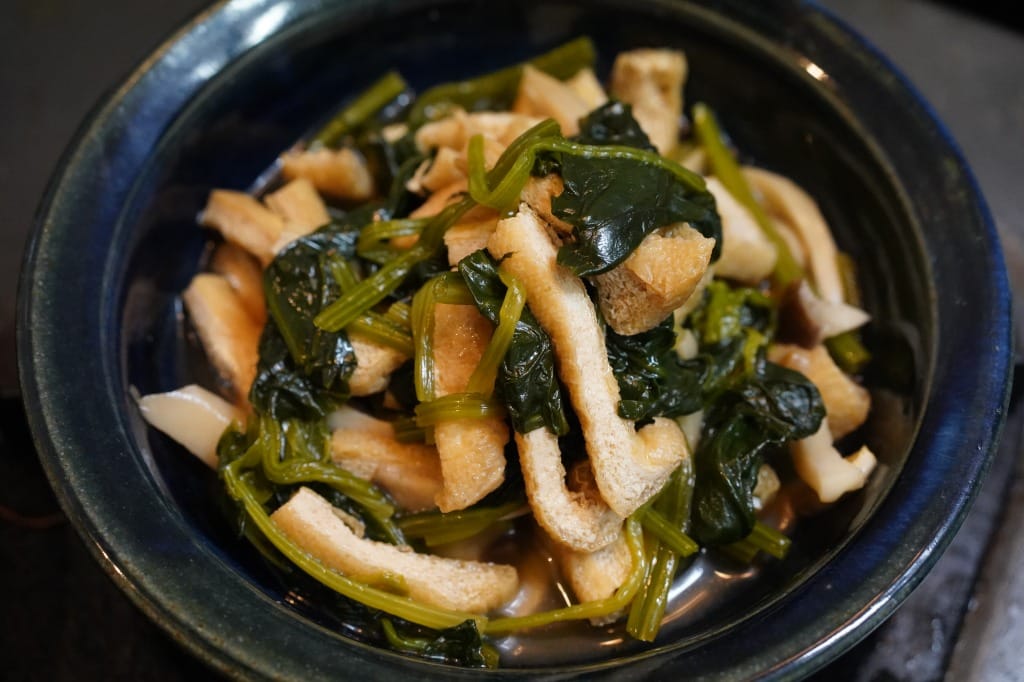 ほうれん草と刻み揚げの白だし煮浸し